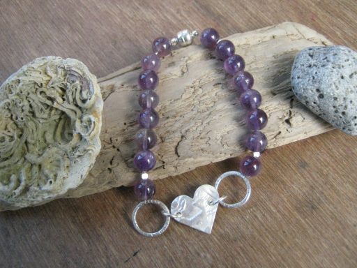 Amethyst heart bracelet